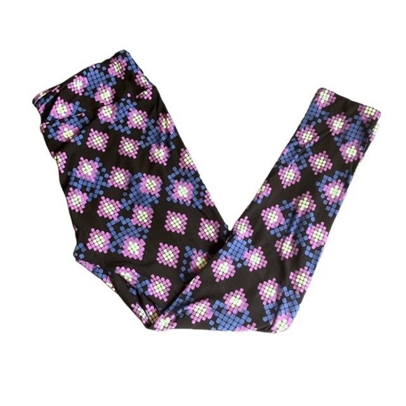 LuLaRoe TC Leggings Tall & Curvy New Purple Mosaic Dots Black Blue Mint Green So - Picture 2 of 5